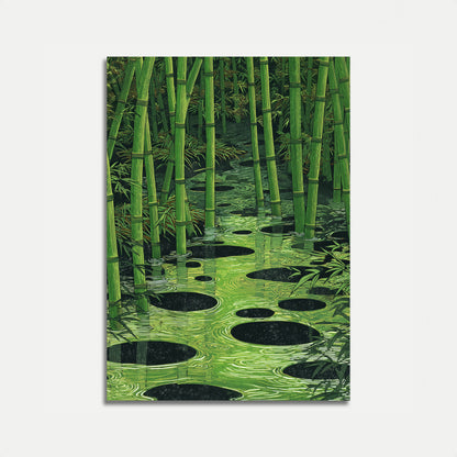 Affiche Reflet d'Eau de Forêt de Bambou