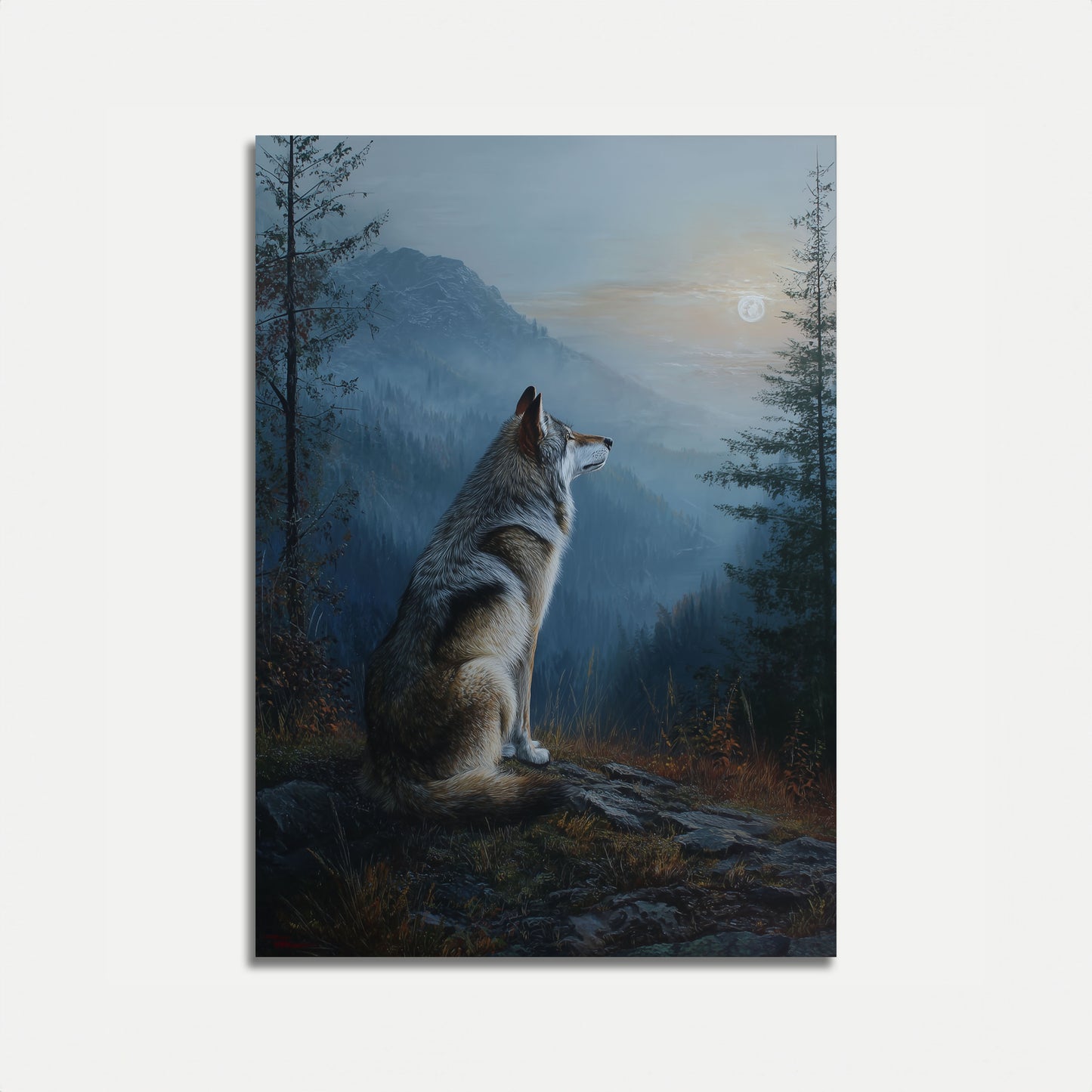 Moonlit Wolf Mountain Poster