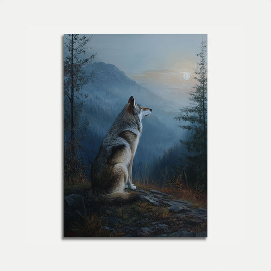 Moonlit Wolf Mountain Poster