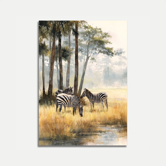 Misty Savanna Zebra Poster