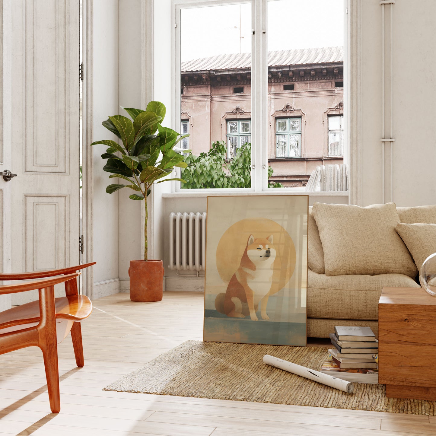 Póster de perro Shiba Inu soleado