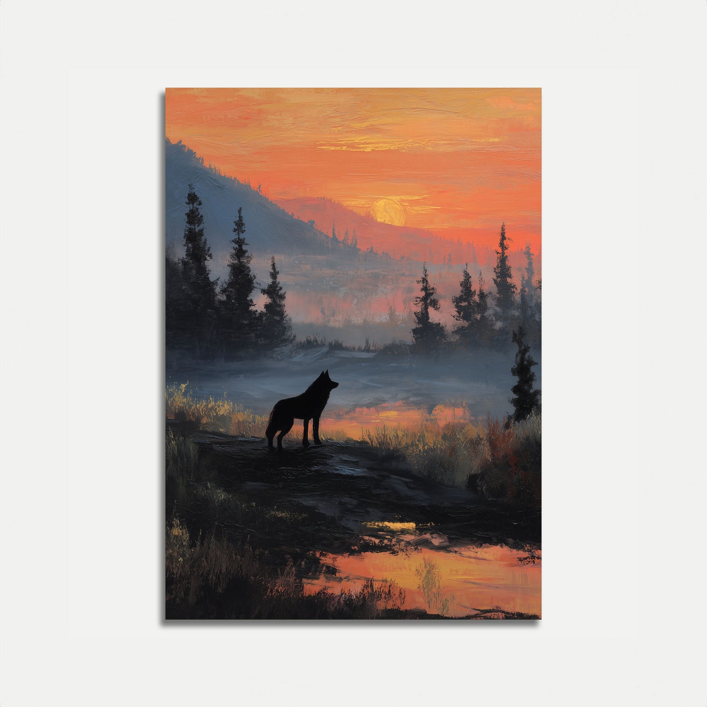 Lone Wolf Wilderness Sunset Poster