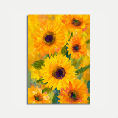 Zonnebloemen Olieverfschilderij Poster