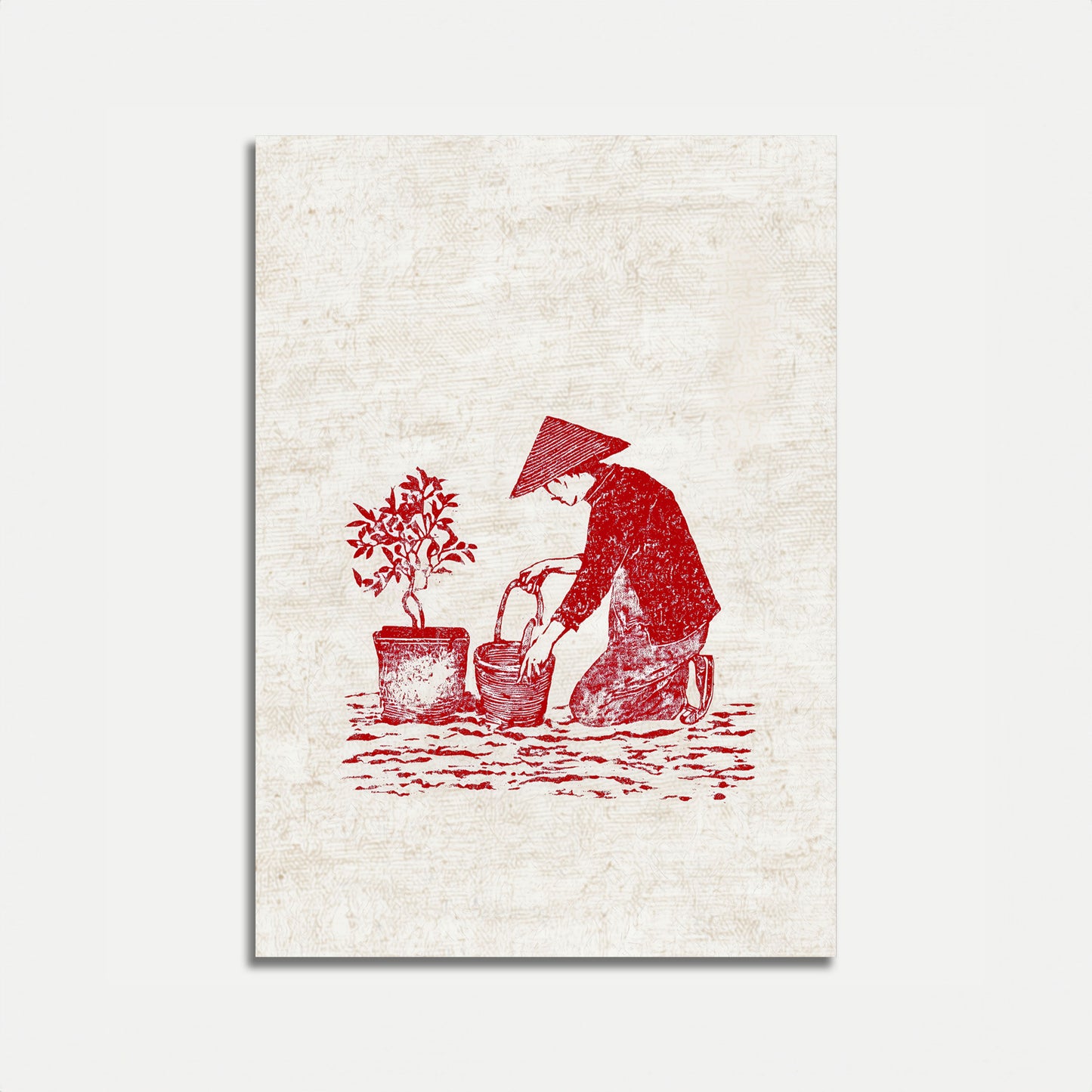 Gartner som vanner plante-plakat