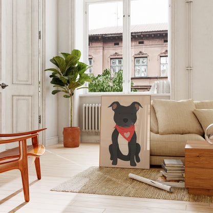 Cute Pitbull Heart Bandana Poster