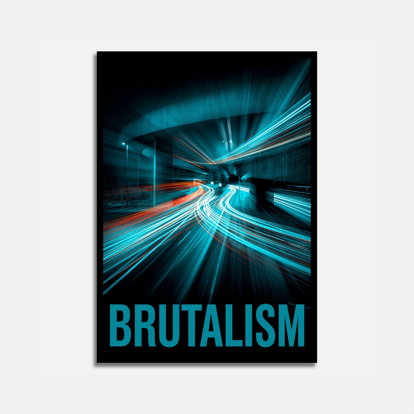 Brutalist Architecture Light Trails Poster