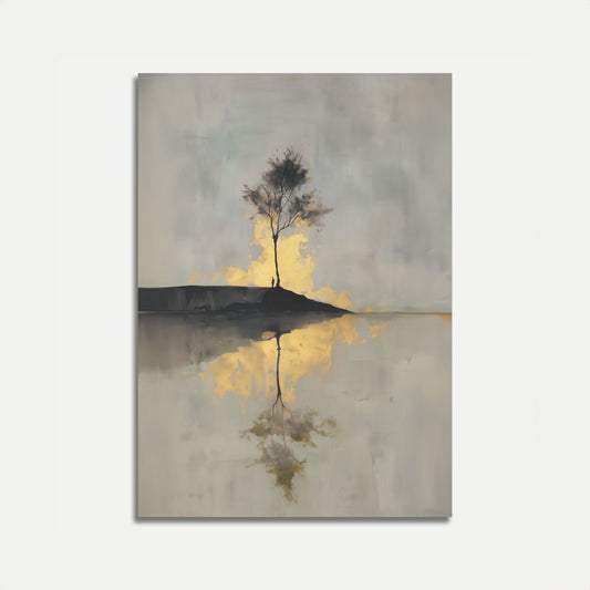 Einsamer Baum Spiegelung Poster