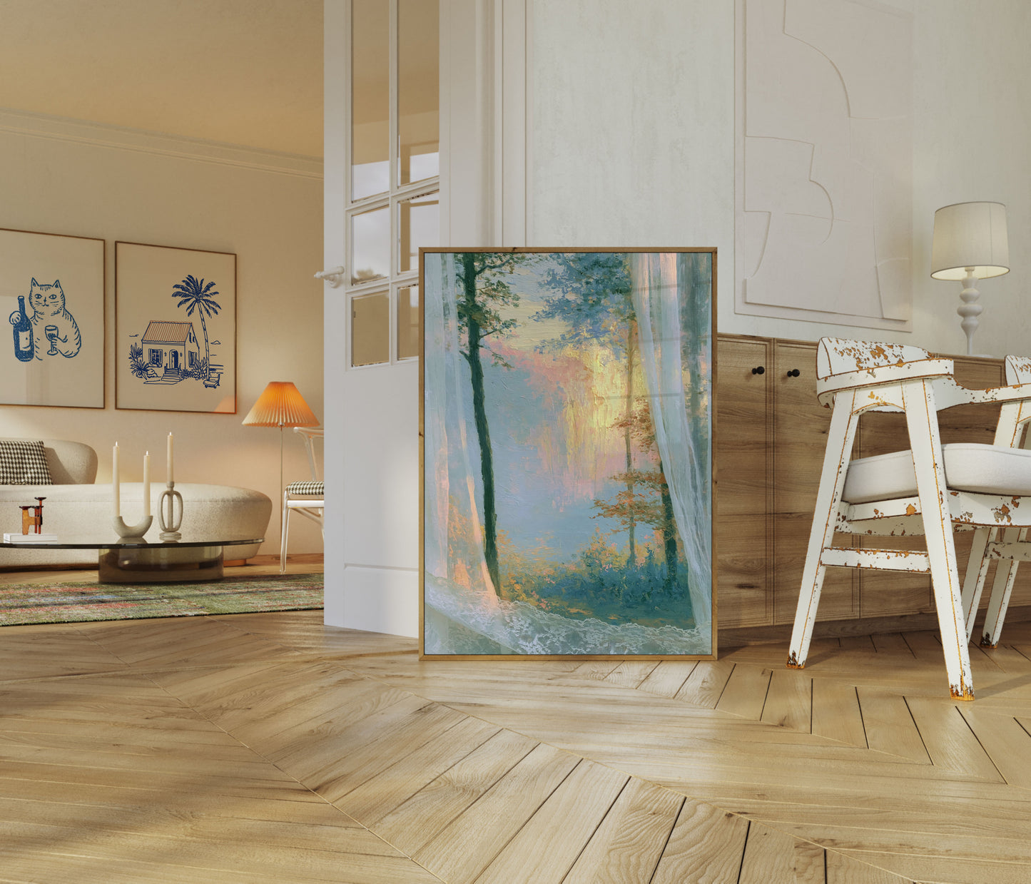 Serene Forest River Landscape Poster