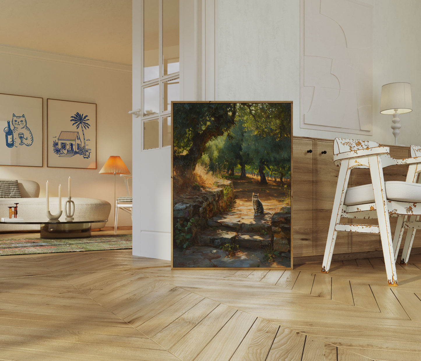 Tabby Cat Garden Path Poster