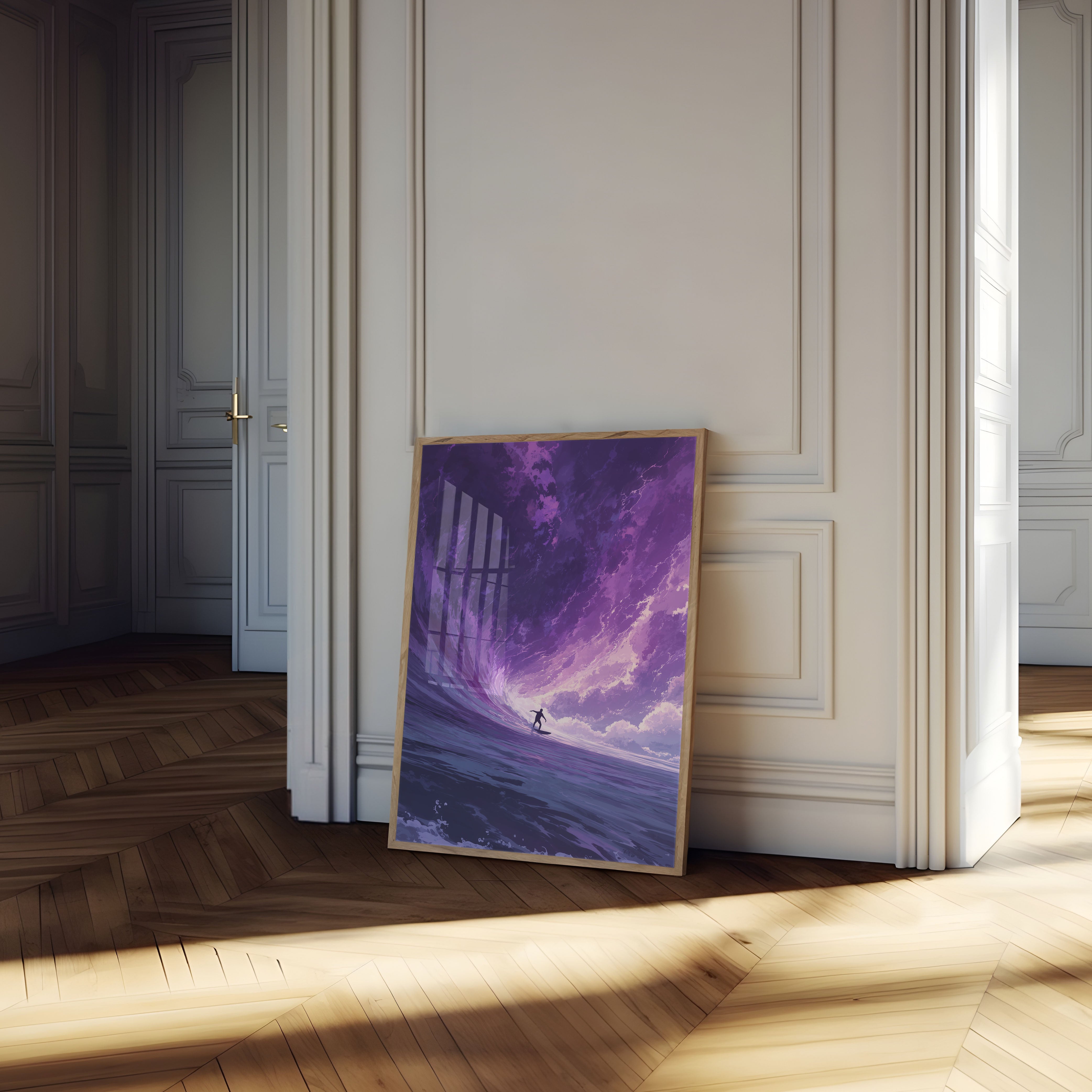 Purple Wave Surfing Poster - Cosmic Ocean Art Print – Artisout