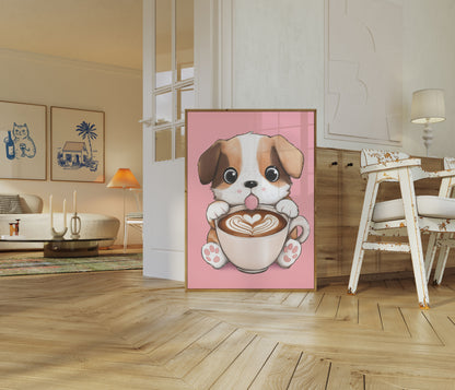 Cute Puppy Latte Love Poster