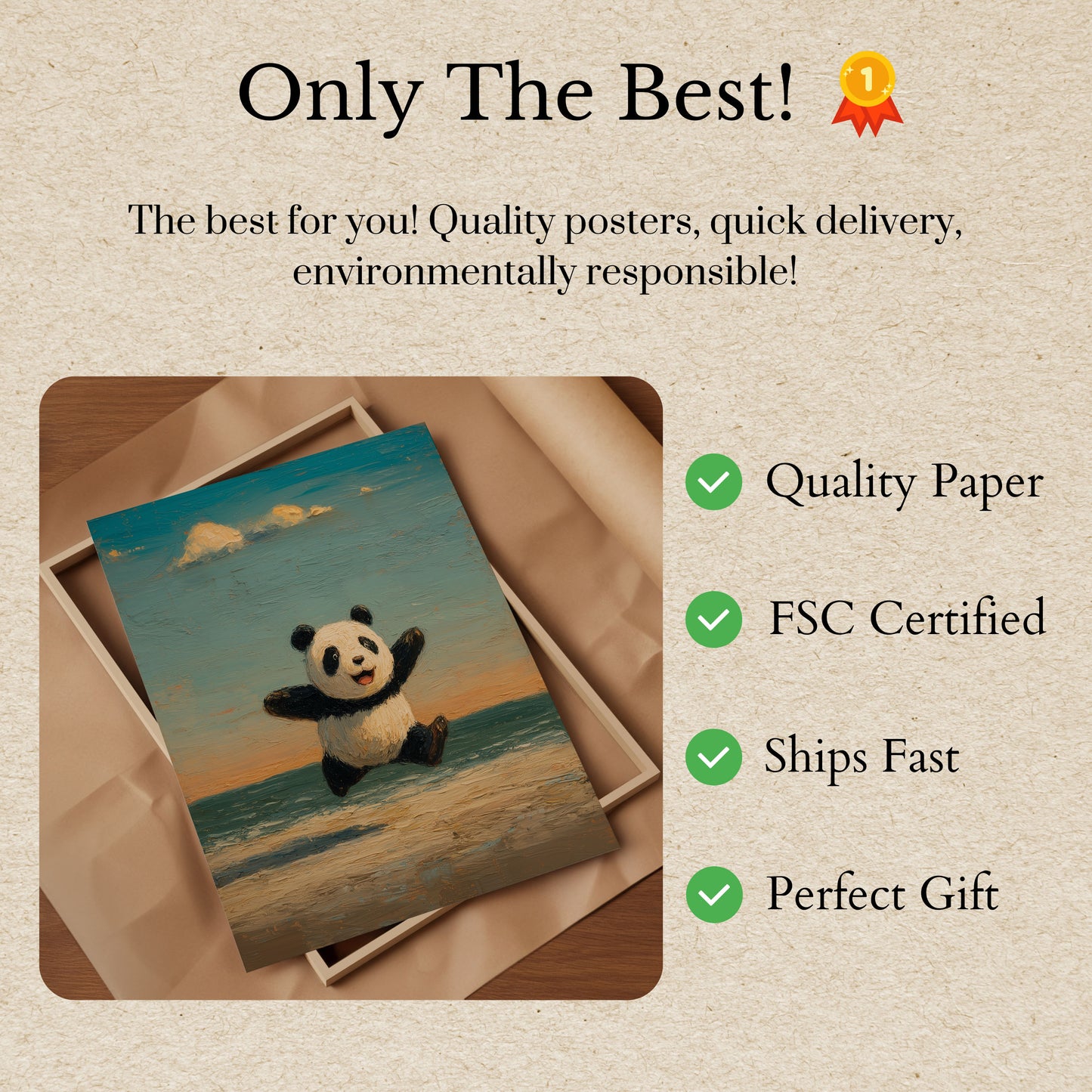 Joyful Jumping Panda Poster