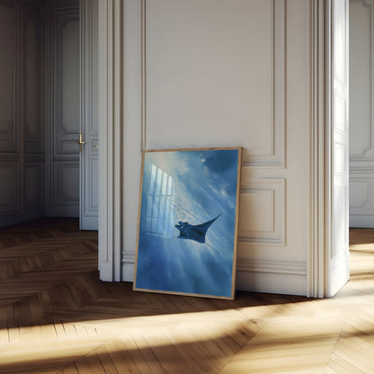 Manta Ray Glijdend Onder Water Poster