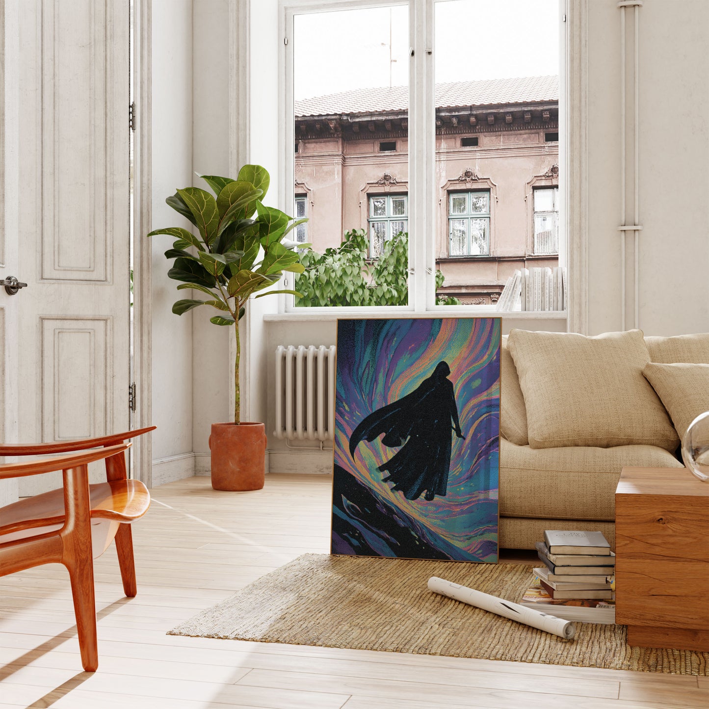 Póster de Surfista en Olas Cósmicas