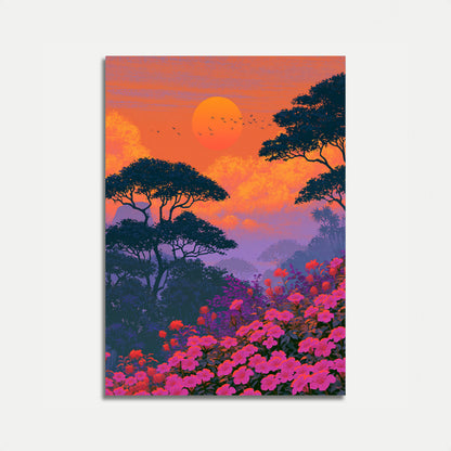 Afrikansk Solnedgang Landskab Plakat