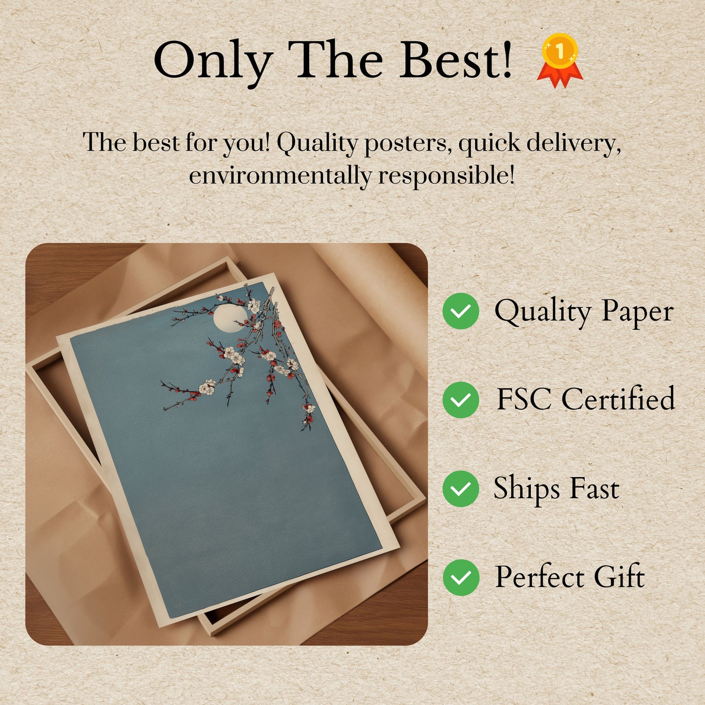 Moonlit Cherry Blossom Poster