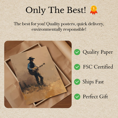 Ensam Cowboy Gitarrposter