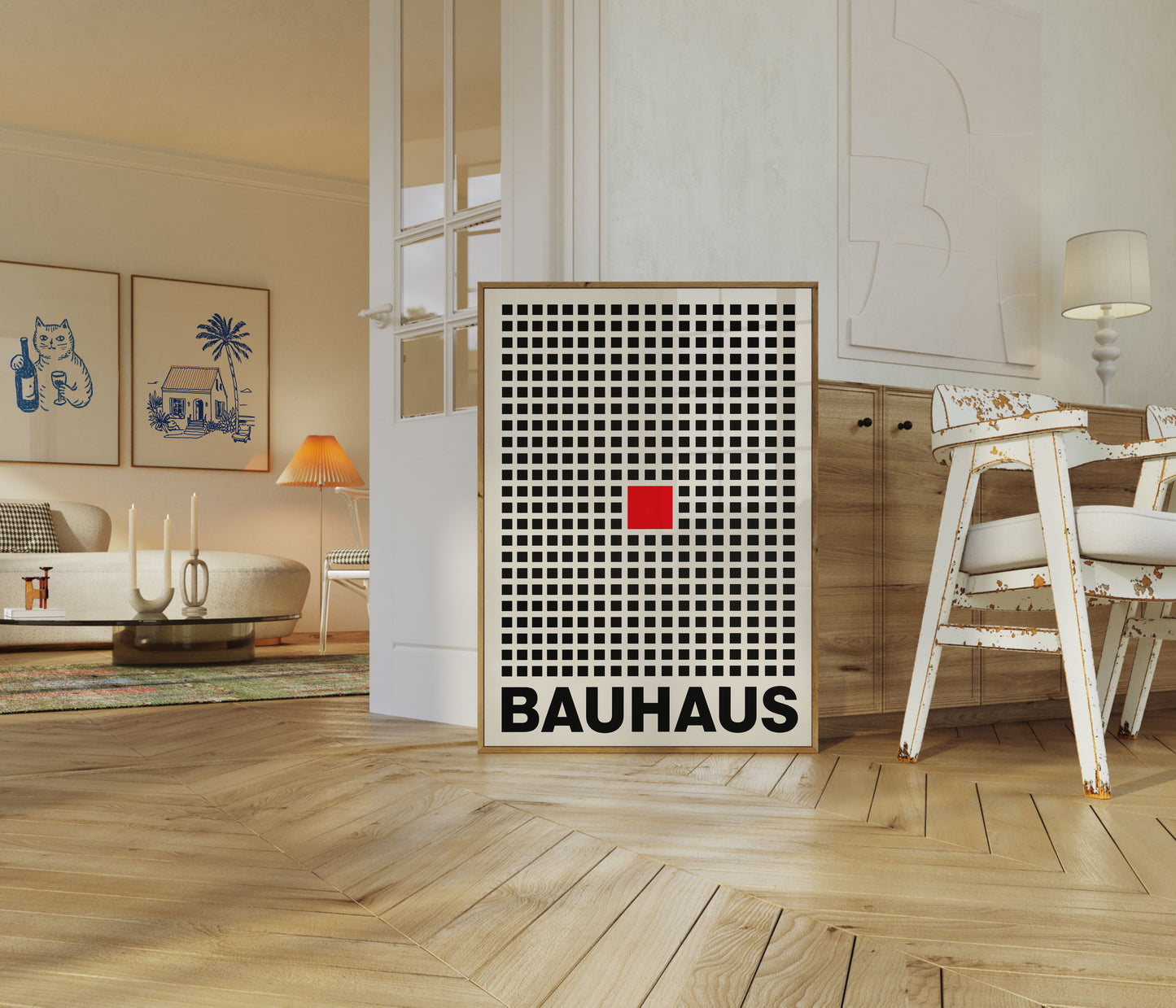 Bauhaus Red Square Minimalist Poster