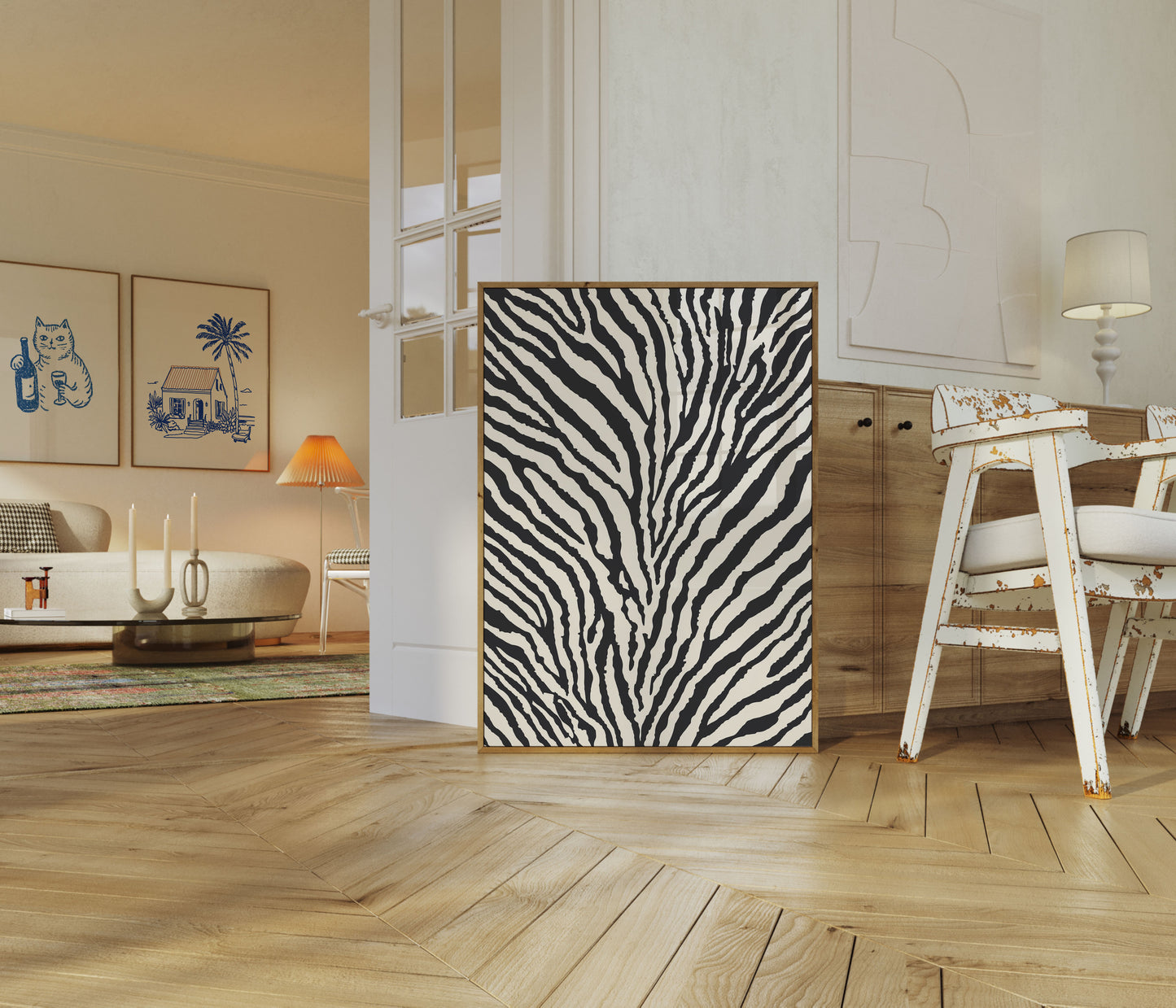 Póster abstracto de rayas de cebra salvaje