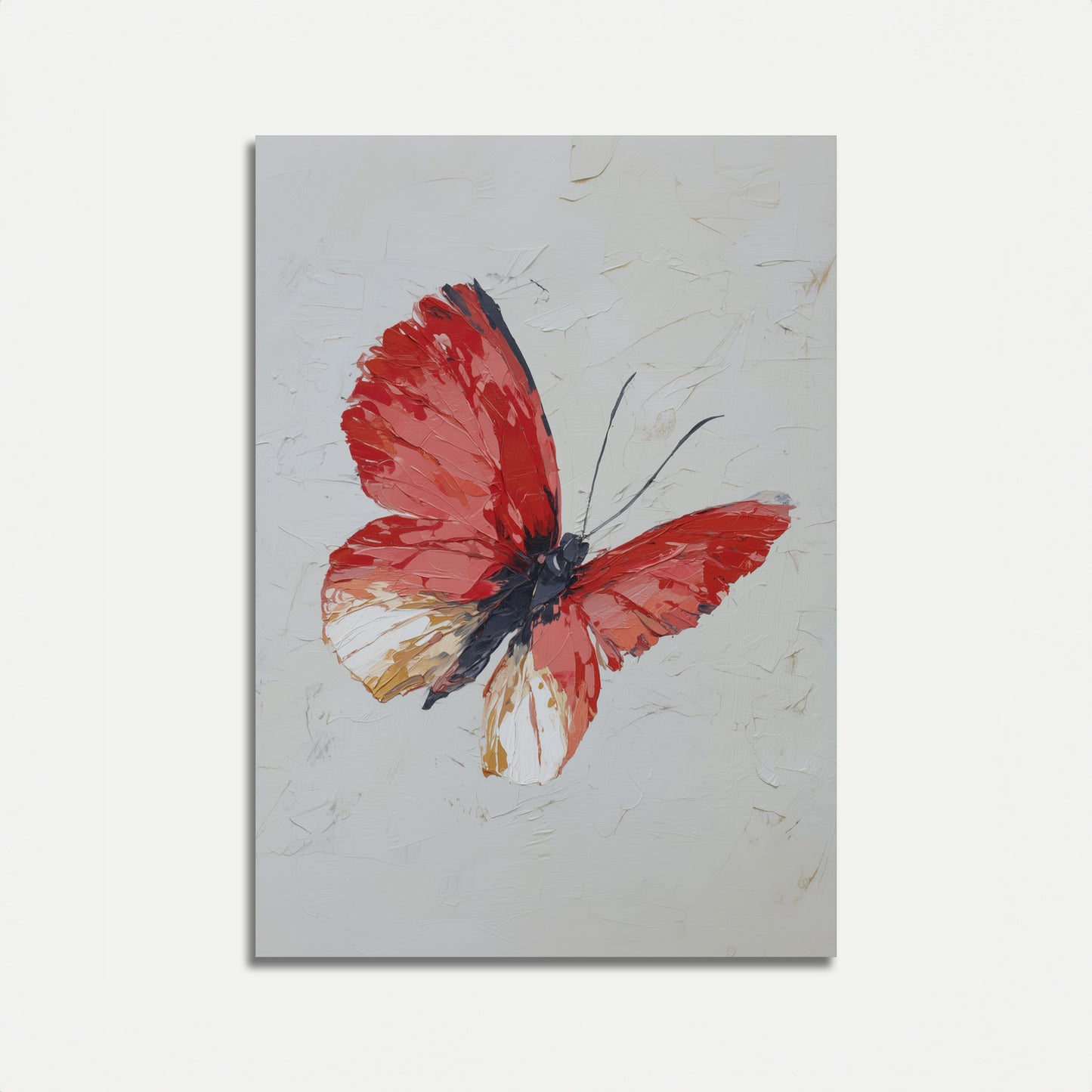 Póster de acuarela de mariposa roja