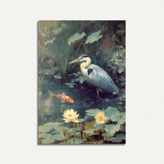 Póster del estanque de garzas serenas