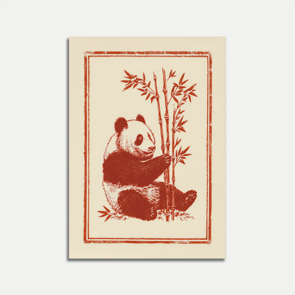 Rustic Panda Bamboo Poster