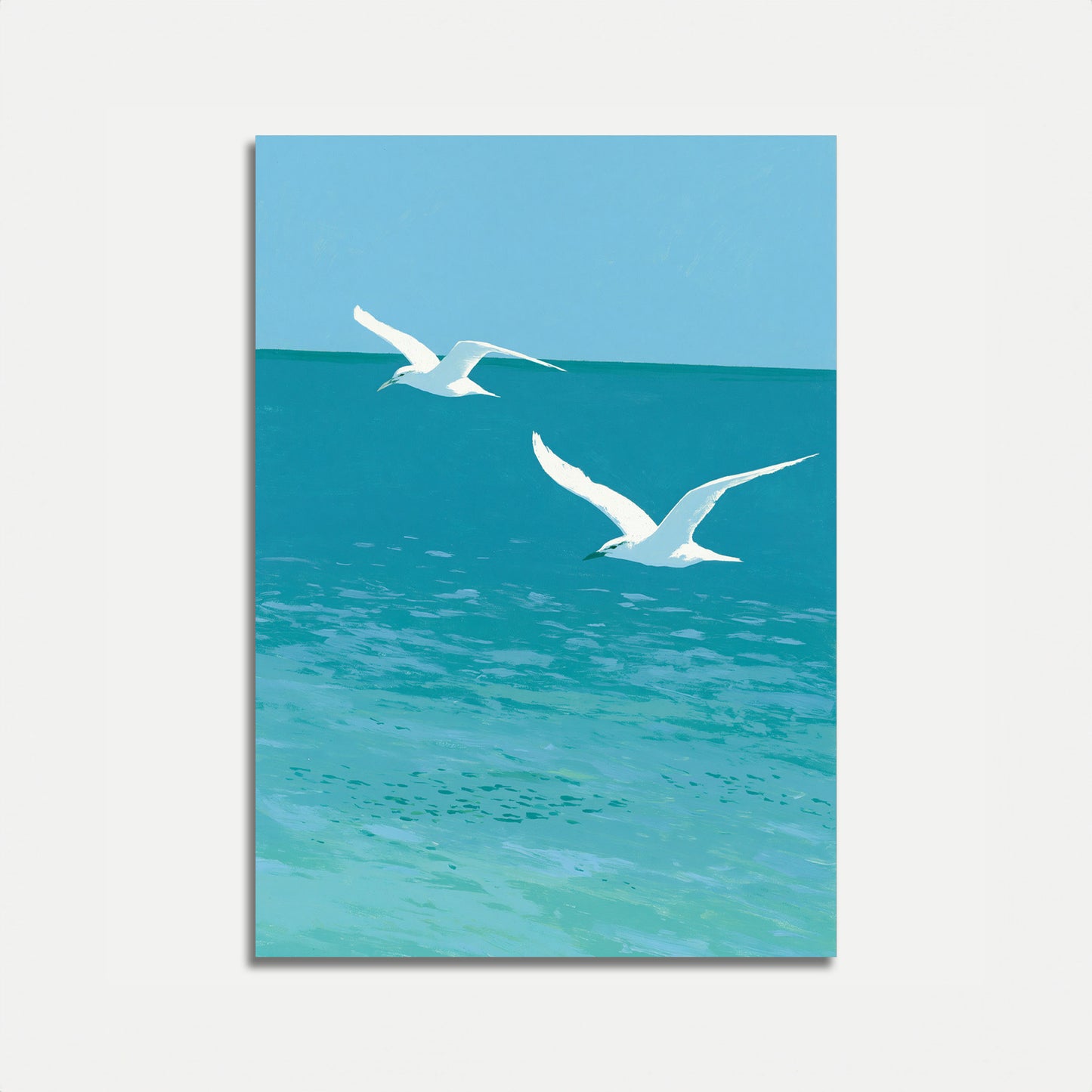 Graceful Seabirds Over Ocean Poster