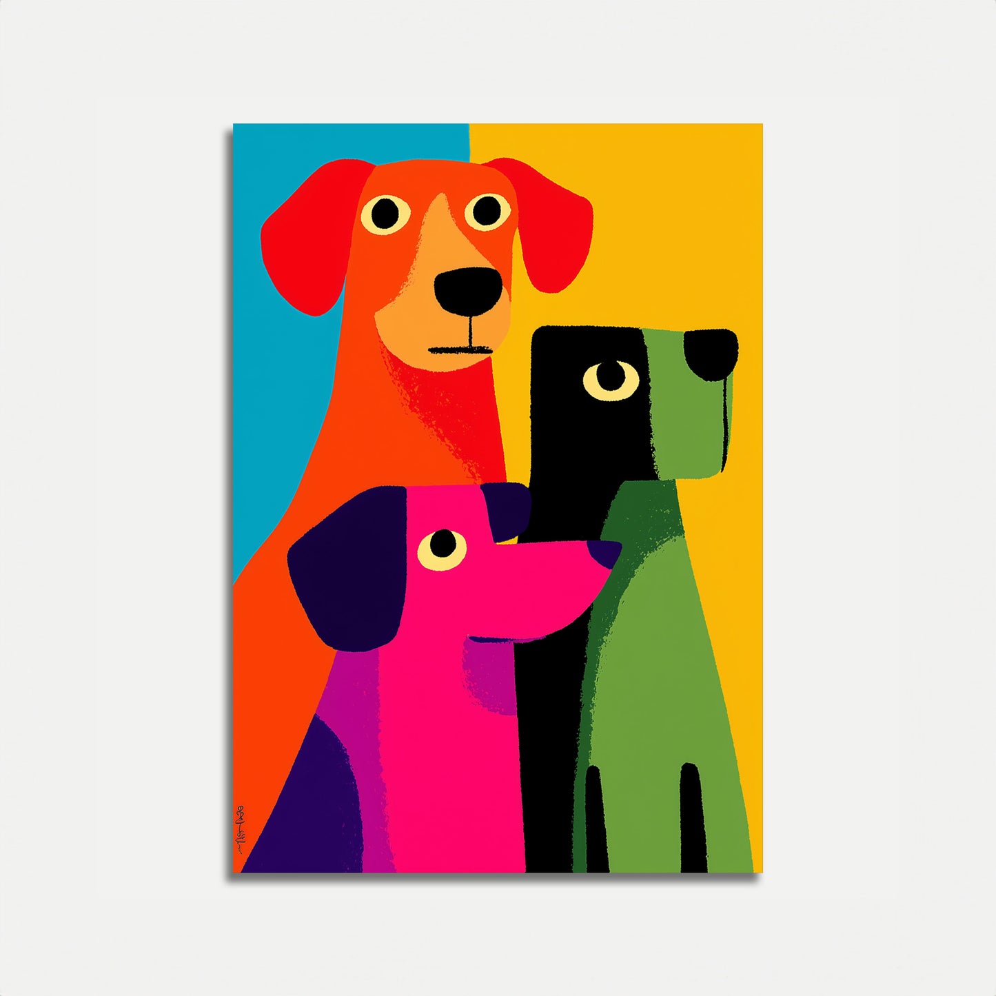 Colorful Dogs Abstract Poster