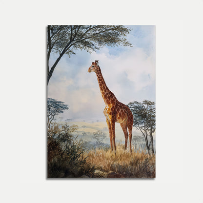 Póster de la majestuosa jirafa de la sabana