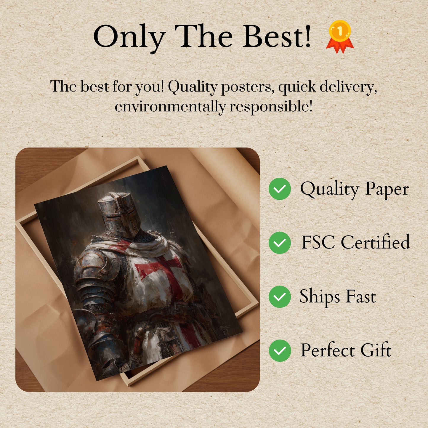 Medieval Templar Knight Warrior Poster