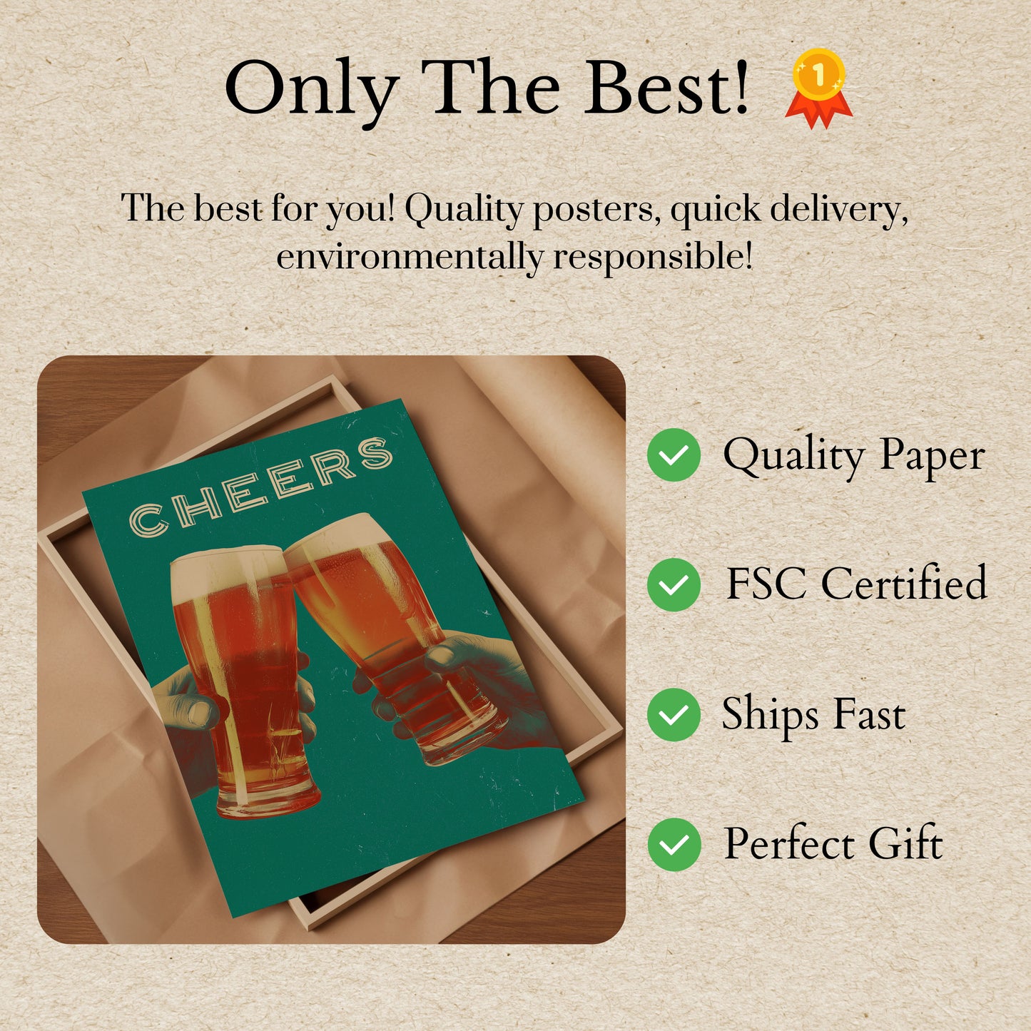 Vintage Cheers Beer Toast Poster