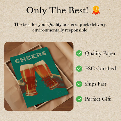 Vintage Cheers Beer Toast Poster
