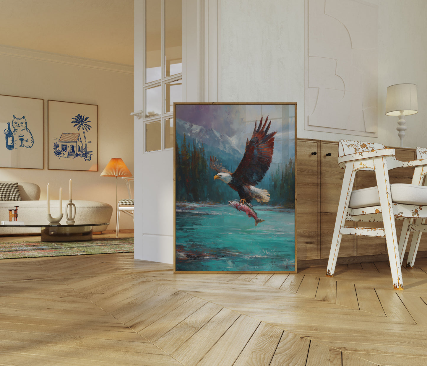 Poster Aquila che Cattura il Salmone