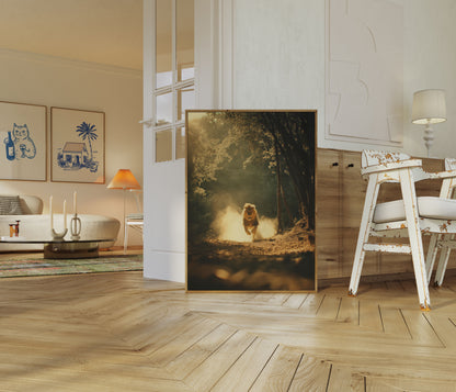 Majestic Lion Forest Run Poster