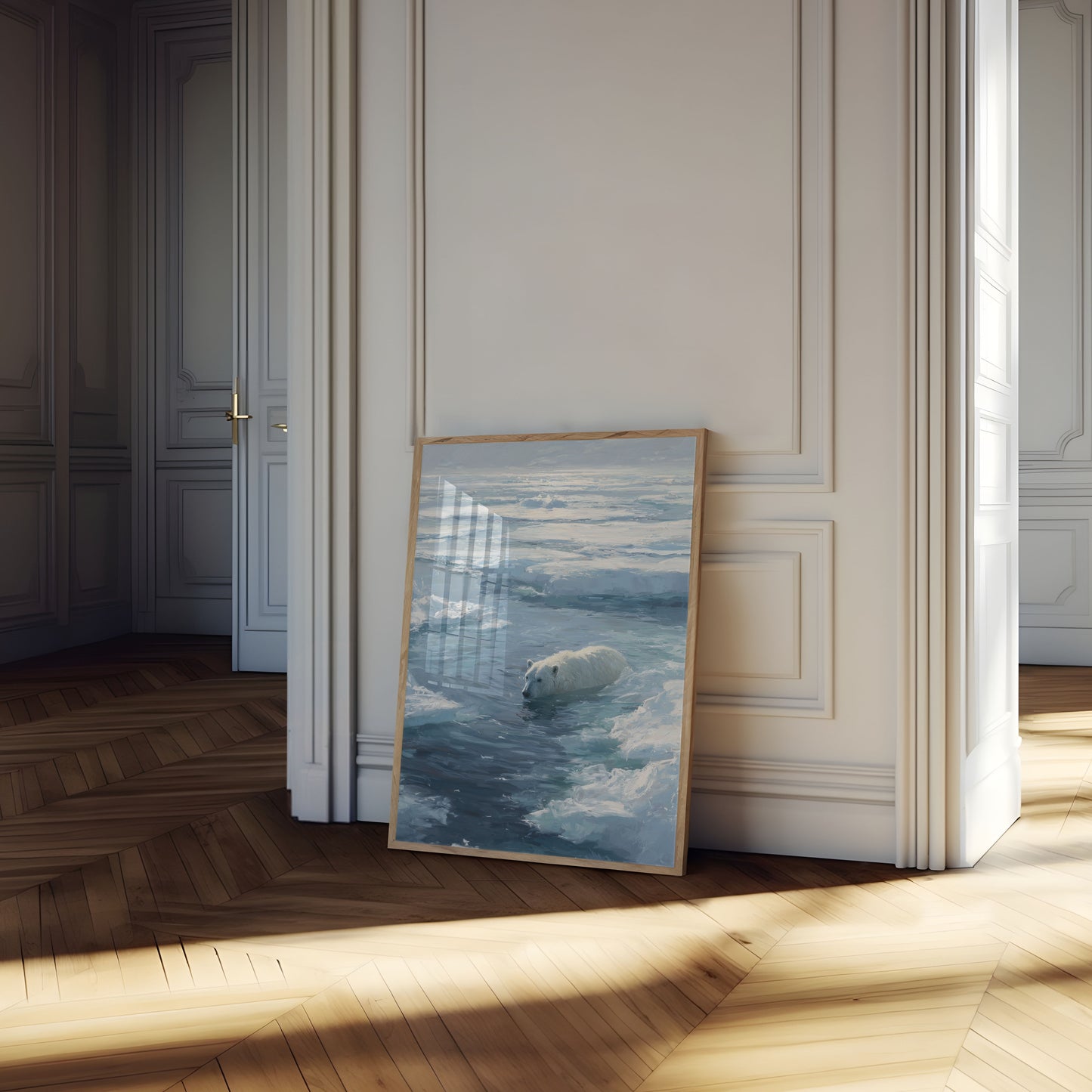 Polar Bear Swimming in Ice Poster