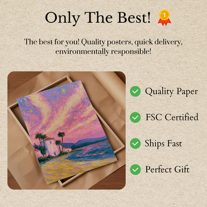 Starry Tropical Beach Sunset Poster