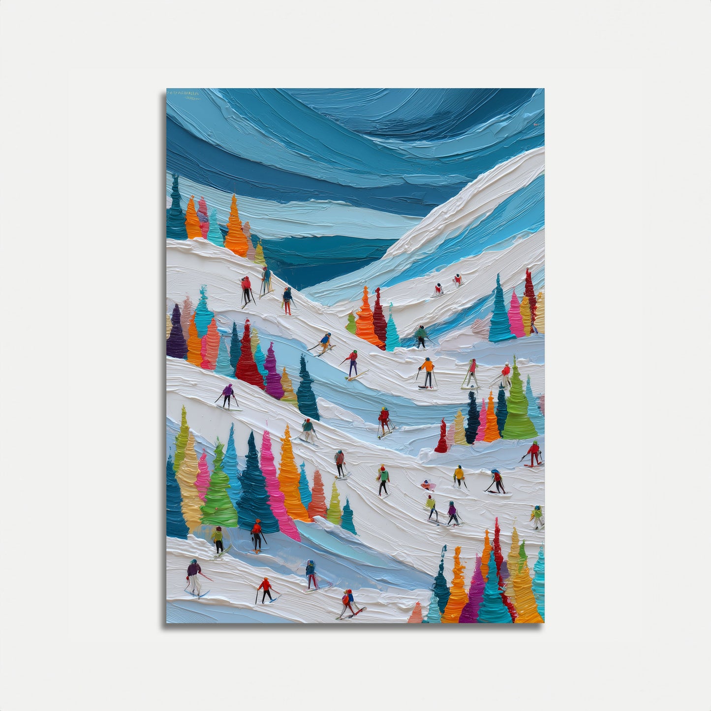 Colorful Ski Slopes Winter Poster
