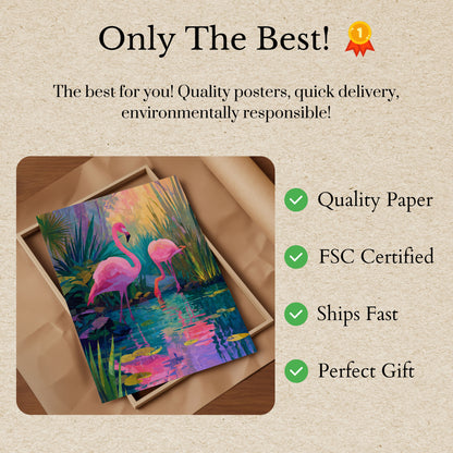 Levendige Flamingo's in Paradijs Poster