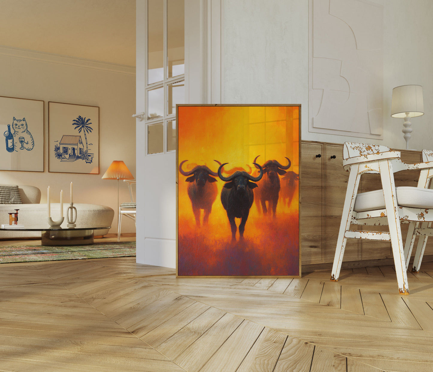 African Buffalo Herd at Sunset Poster

Afrikansk buffelhord vid solnedgång affisch