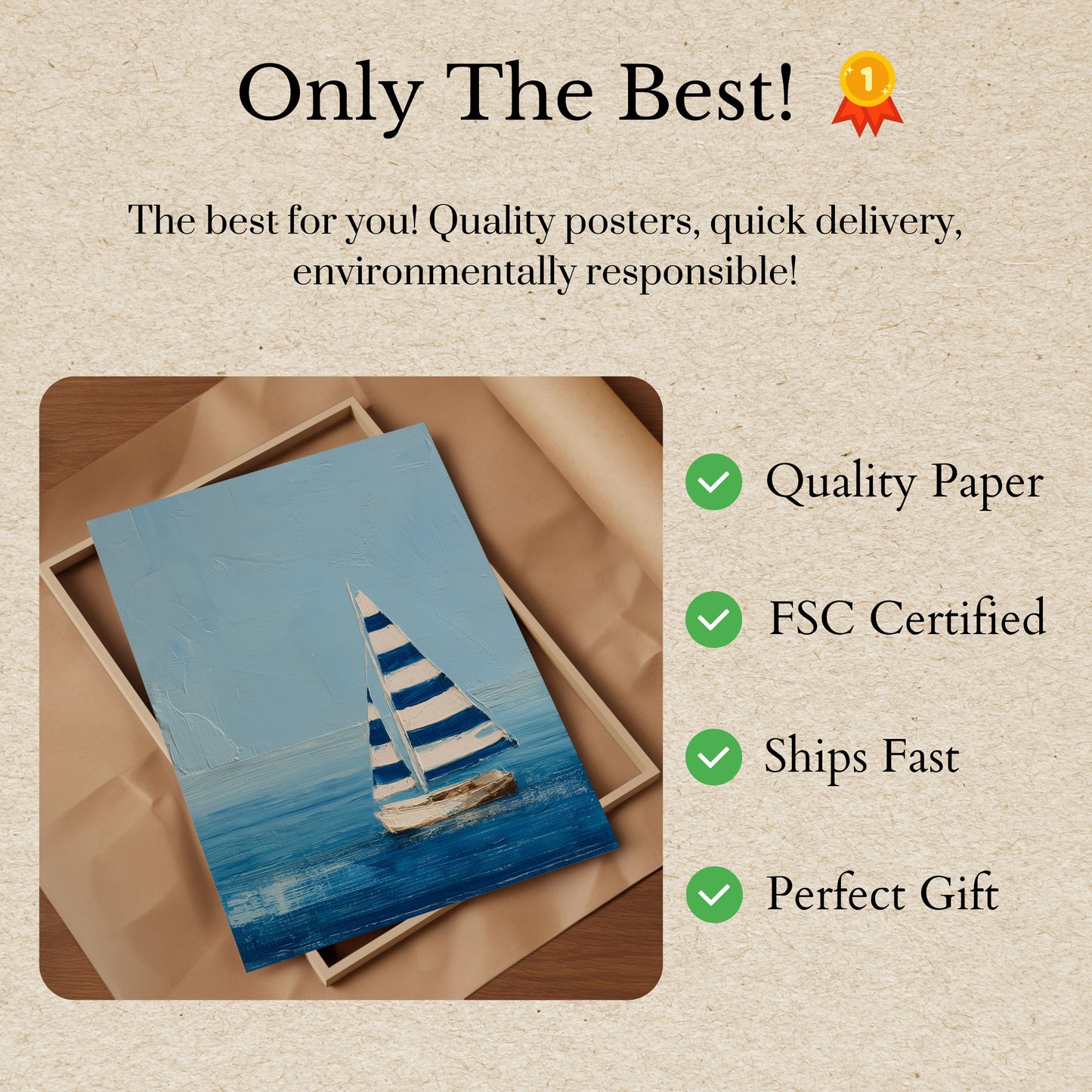 Affiche Voilier sur Eaux Calmes