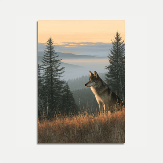Misty Mountain Wolf Poster