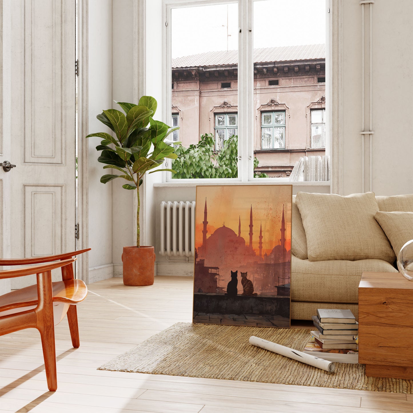 Poster Gatti che Guardano il Tramonto di Istanbul