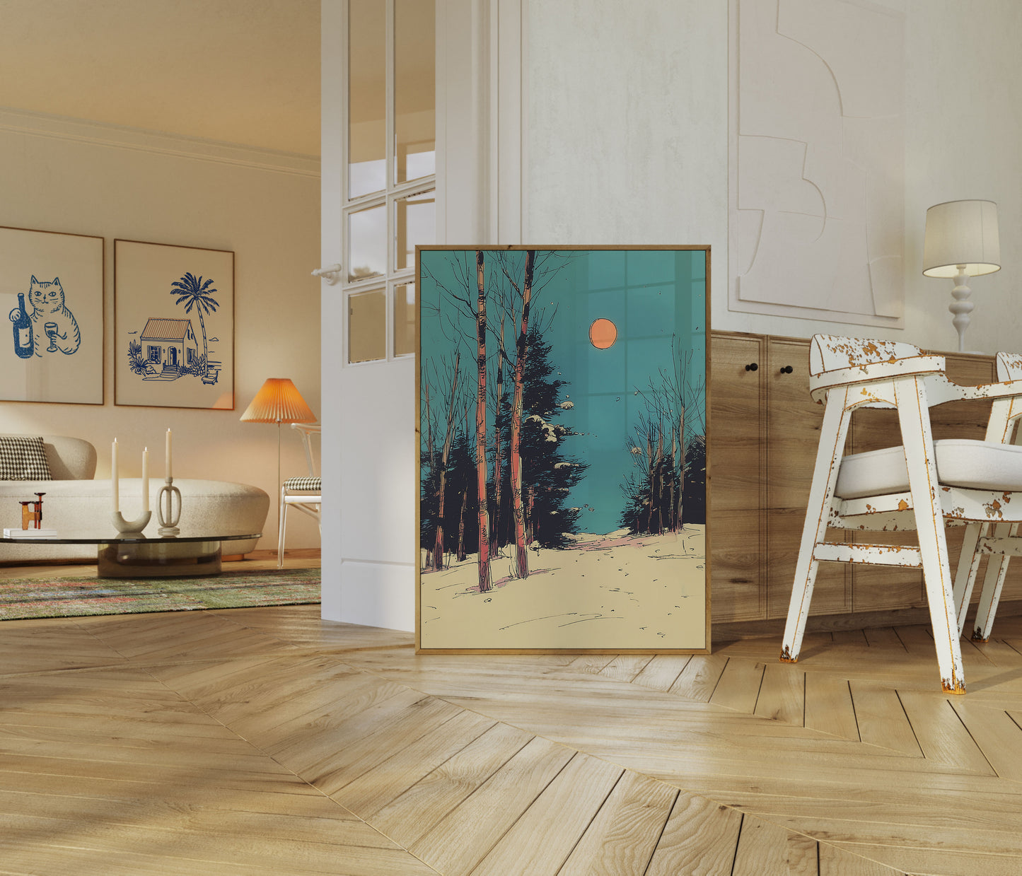 Wintermaanlicht Bos Poster