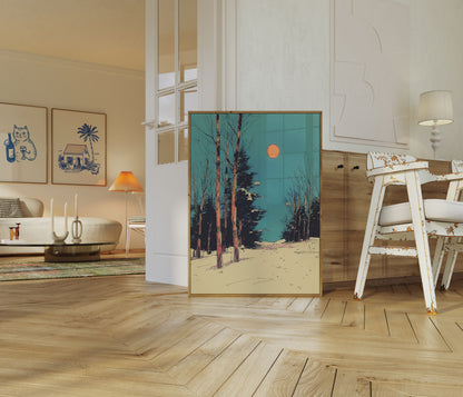 Wintermaanlicht Bos Poster
