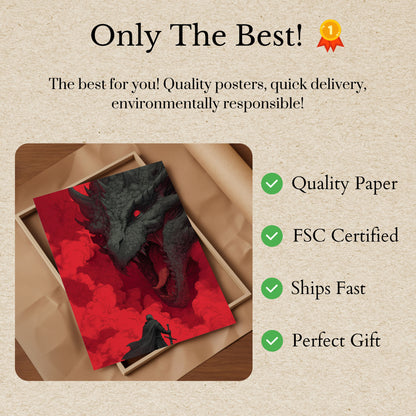 Póster de enfrentamiento con el dragón carmesí