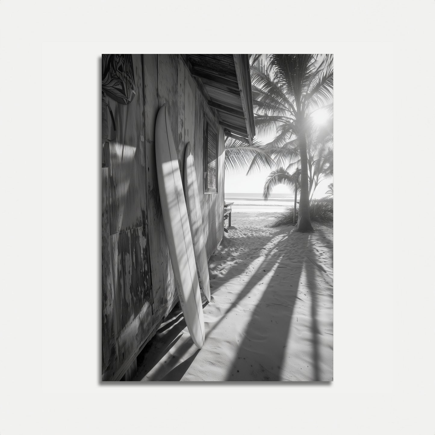 Póster de la Cabaña de Tabla de Surf en la Playa