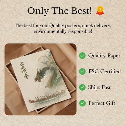 Póster de la majestuosa carrera de botes dragón