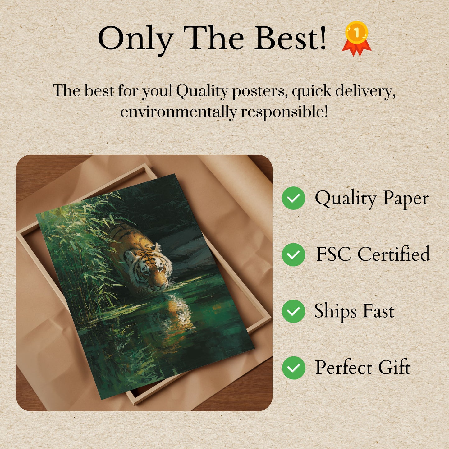 Emerald Waters Tiger Poster