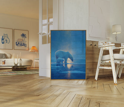 Mother and Cub Polar Bear Poster