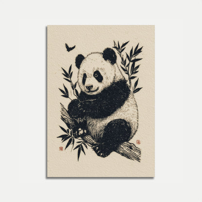 Póster de panda del bosque de bambú